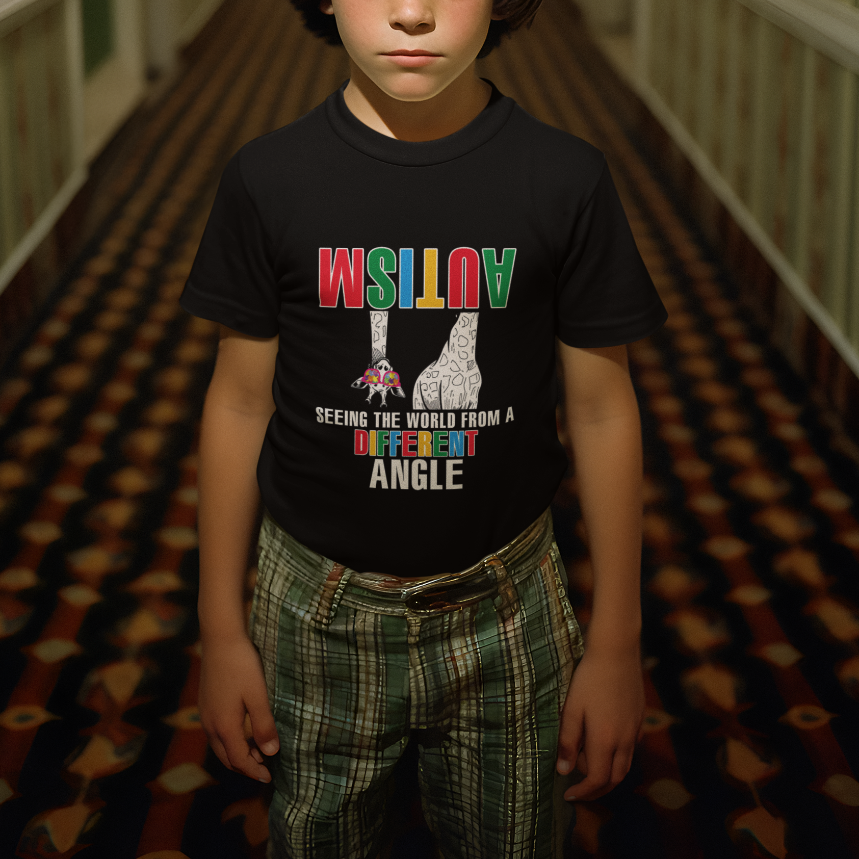 Giraffe Autism Seeing World Different Angle T Shirt For Kid - Wonder Print Shop