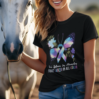 We Believe In Miracles Fight Cancer In All Color Butterfly Flower T Shirt - Wonder Print Shop