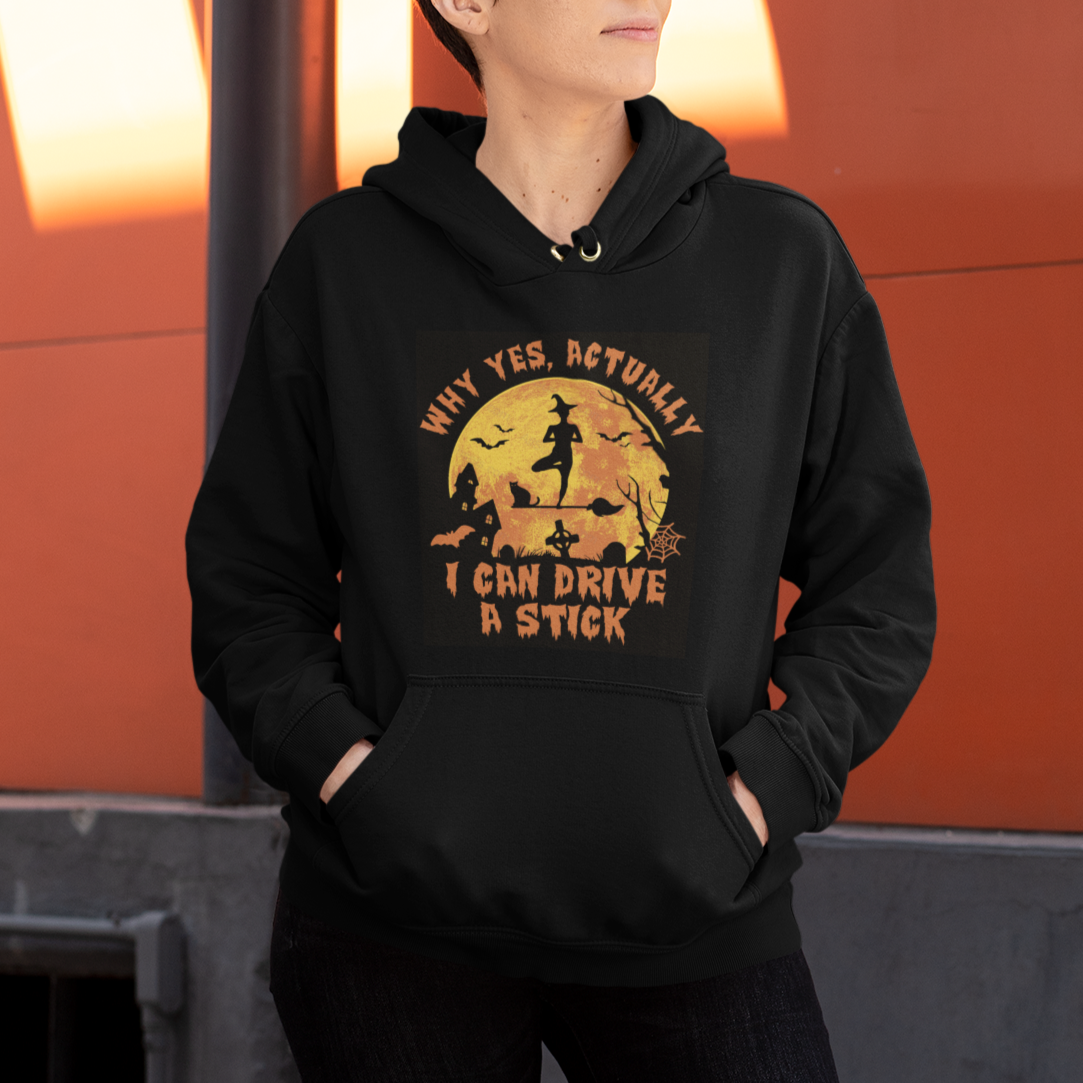 Halloween Witch Hoodie Yes Actually I Can Drive A Stick Halloween Costume - Wonder Print Shop