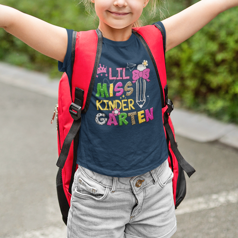 Lil Miss Kindergarten T Shirt For Kid Cute Kinder Girl Era - Wonder Print Shop