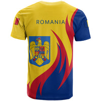 Romania Coat Of Arms T Shirt Fire Style RLT13