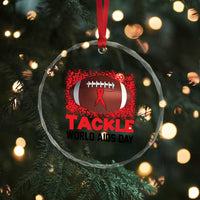 Tackle World AIDS Day Crystal Glass Ornament Football HIV Awareness Red Ribbon - Wonder Print Shop