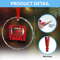 Tackle World AIDS Day Crystal Glass Ornament Football HIV Awareness Red Ribbon - Wonder Print Shop