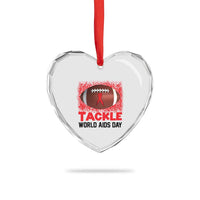Tackle World AIDS Day Heart Crystal Glass Ornament Football HIV Awareness Red Ribbon - Wonder Print Shop
