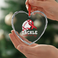 Tackle World AIDS Day Heart Crystal Glass Ornament Red Ribbon Football Awareness Gift - Wonder Print Shop