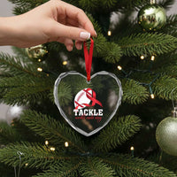 Tackle World AIDS Day Heart Crystal Glass Ornament Red Ribbon Football Awareness Gift - Wonder Print Shop