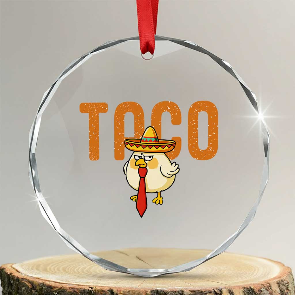 TACO Chicken in Sombrero Crystal Glass Ornament Funny Mexican Food - Wonder Print Shop