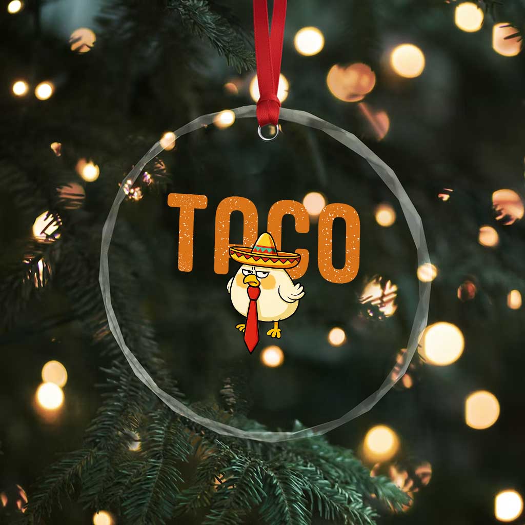 TACO Chicken in Sombrero Crystal Glass Ornament Funny Mexican Food - Wonder Print Shop