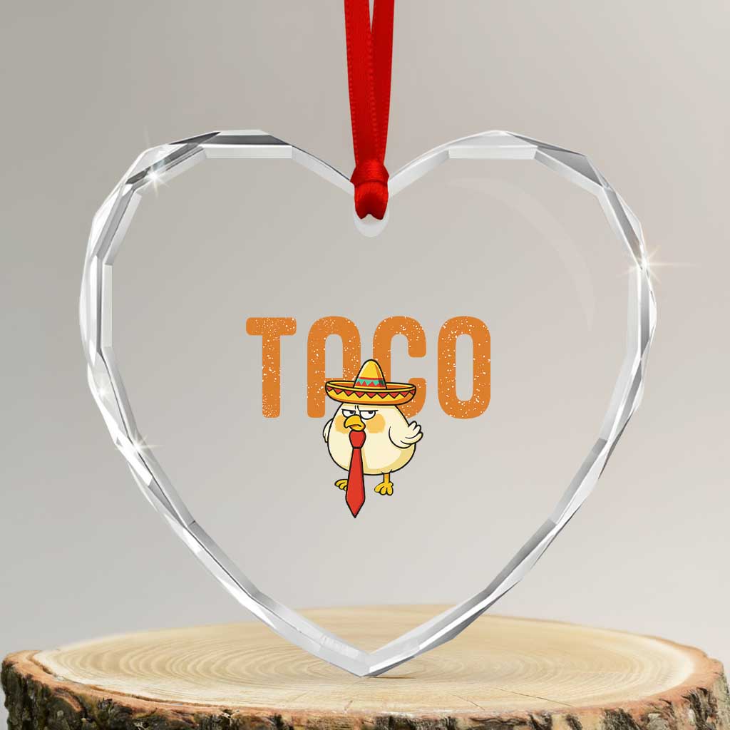 TACO Chicken in Sombrero Heart Crystal Glass Ornament Funny Mexican Food - Wonder Print Shop