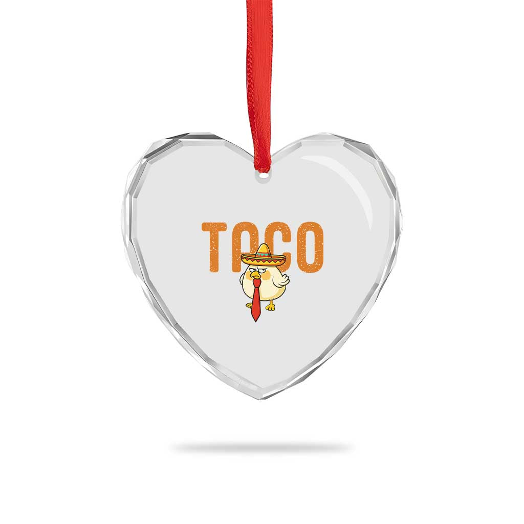 TACO Chicken in Sombrero Heart Crystal Glass Ornament Funny Mexican Food - Wonder Print Shop