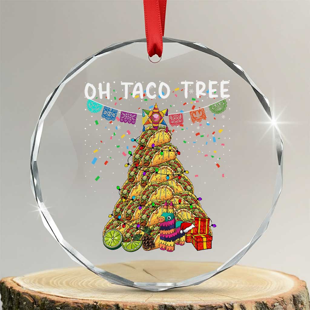 Taco Christmas Tree Crystal Glass Ornament Funny Xmas Foodie Mexican - Wonder Print Shop