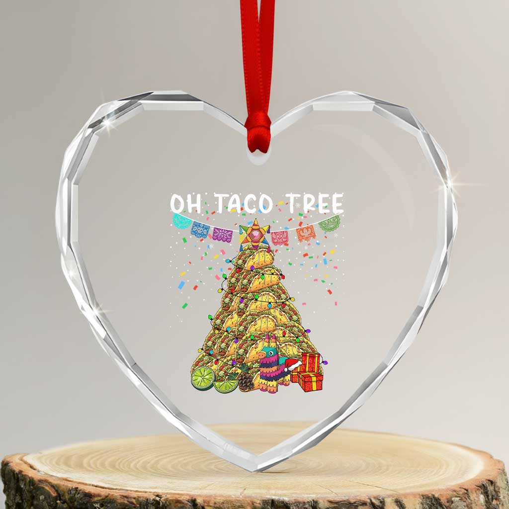 Taco Christmas Tree Heart Crystal Glass Ornament Funny Xmas Foodie Mexican - Wonder Print Shop