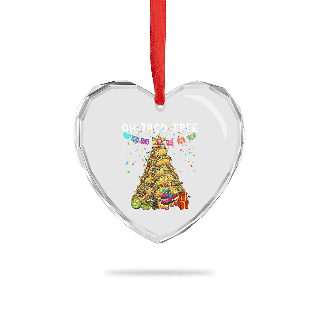 Taco Christmas Tree Heart Crystal Glass Ornament Funny Xmas Foodie Mexican - Wonder Print Shop