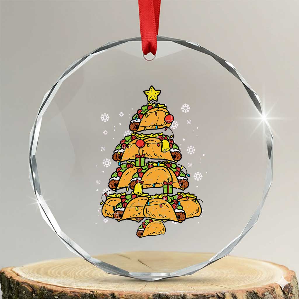 Taco Xmas Tree Crystal Glass Ornament Mexican Food Tacos Lover Xmas in Mexico - Wonder Print Shop