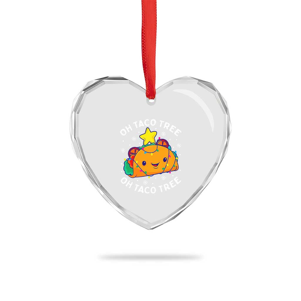 Taco Xmas Tree Heart Crystal Glass Ornament Oh Taco Tree Cute Xmas Mexican Food Lover - Wonder Print Shop
