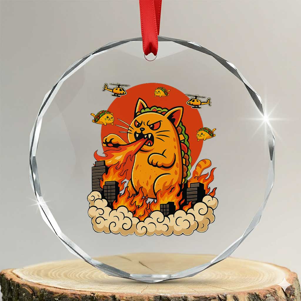 Tacocat Monster Crystal Glass Ornament Funny Cats Taco Lovers - Wonder Print Shop