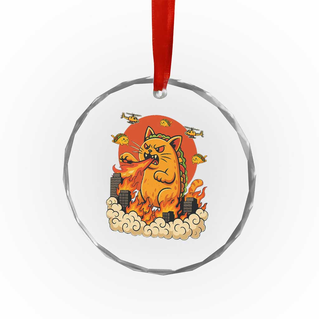 Tacocat Monster Crystal Glass Ornament Funny Cats Taco Lovers - Wonder Print Shop