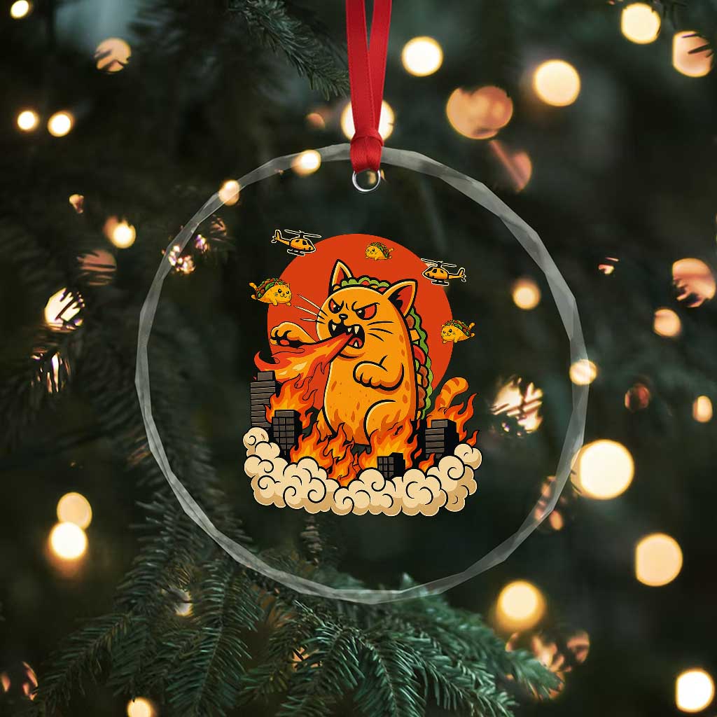 Tacocat Monster Crystal Glass Ornament Funny Cats Taco Lovers - Wonder Print Shop