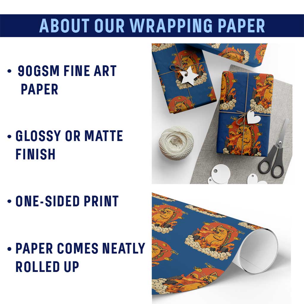 Tacocat Monster Wrapping Paper Roll Funny Cats Taco Lovers - Wonder Print Shop