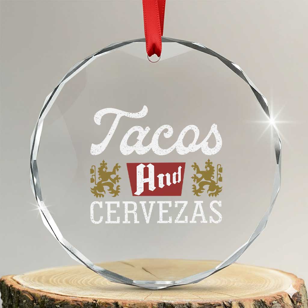 Tacos And Cervezas Crystal Glass Ornament Mexican Food Beer Humor