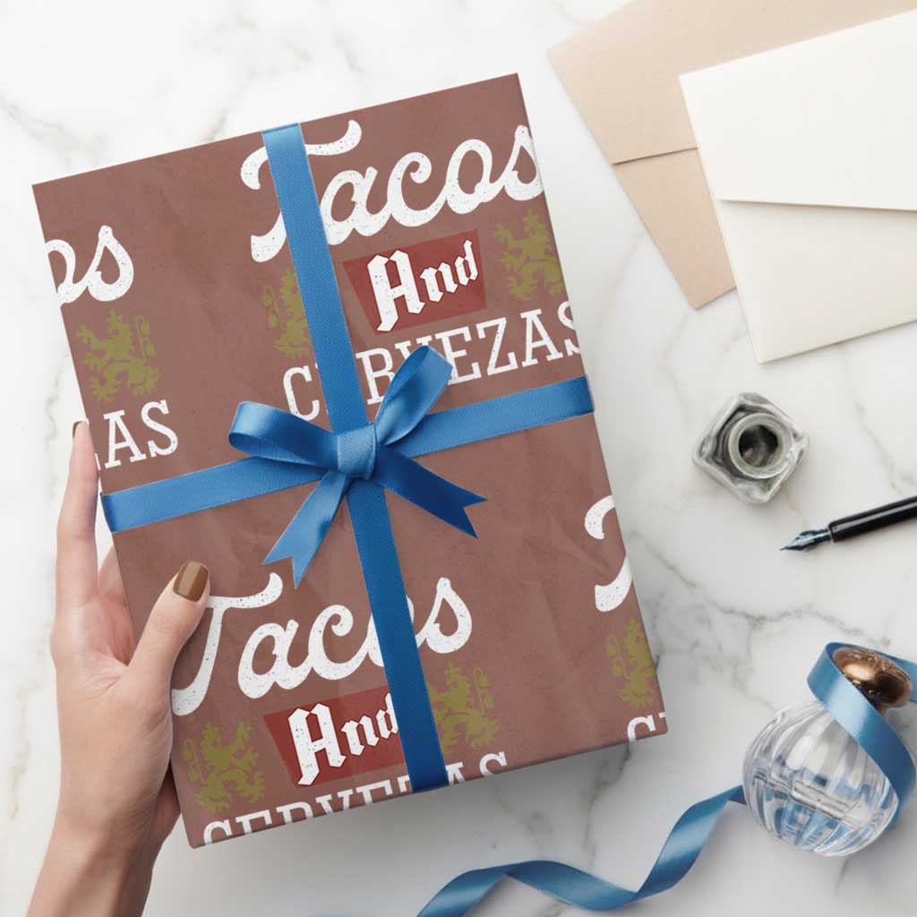 Tacos And Cervezas Wrapping Paper Roll Mexican Food Beer Humor