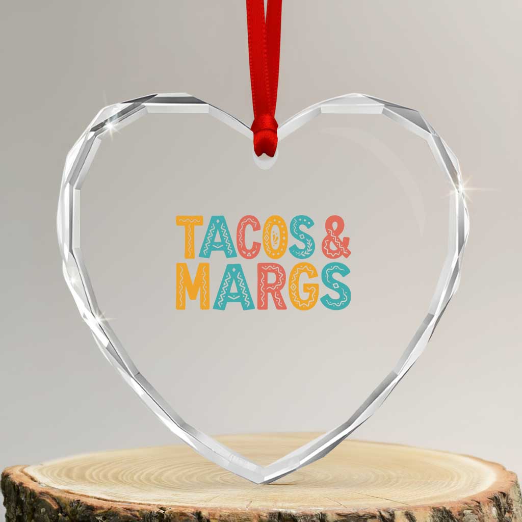 Tacos And Margaritas Lover Heart Crystal Glass Ornament Cinco De Mayo Fiesta