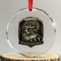 Tactical Trash Panda Crystal Glass Ornament Funny Raccoon Military Graphic Patriotic Veteran