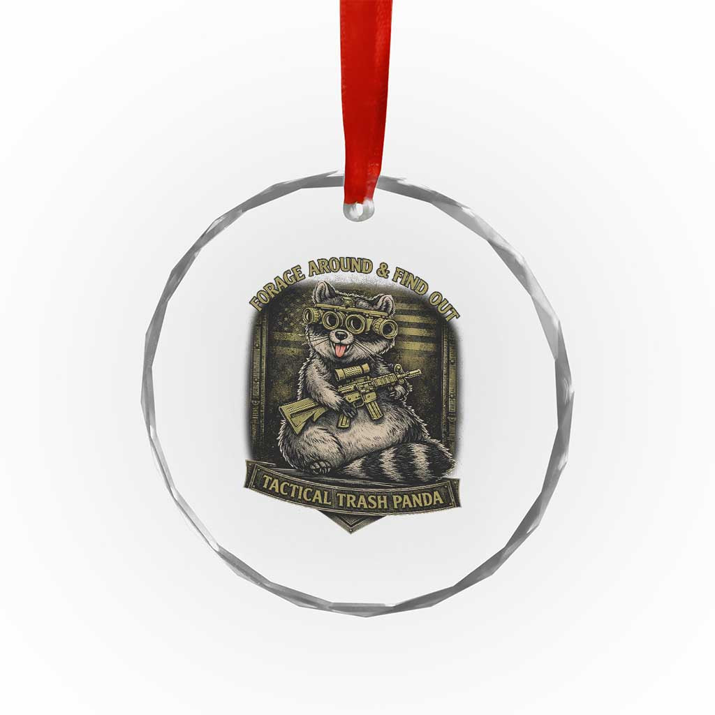 Tactical Trash Panda Crystal Glass Ornament Funny Raccoon Military Graphic Patriotic Veteran
