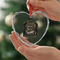 Tactical Trash Panda Heart Crystal Glass Ornament Funny Raccoon Military Graphic Patriotic Veteran