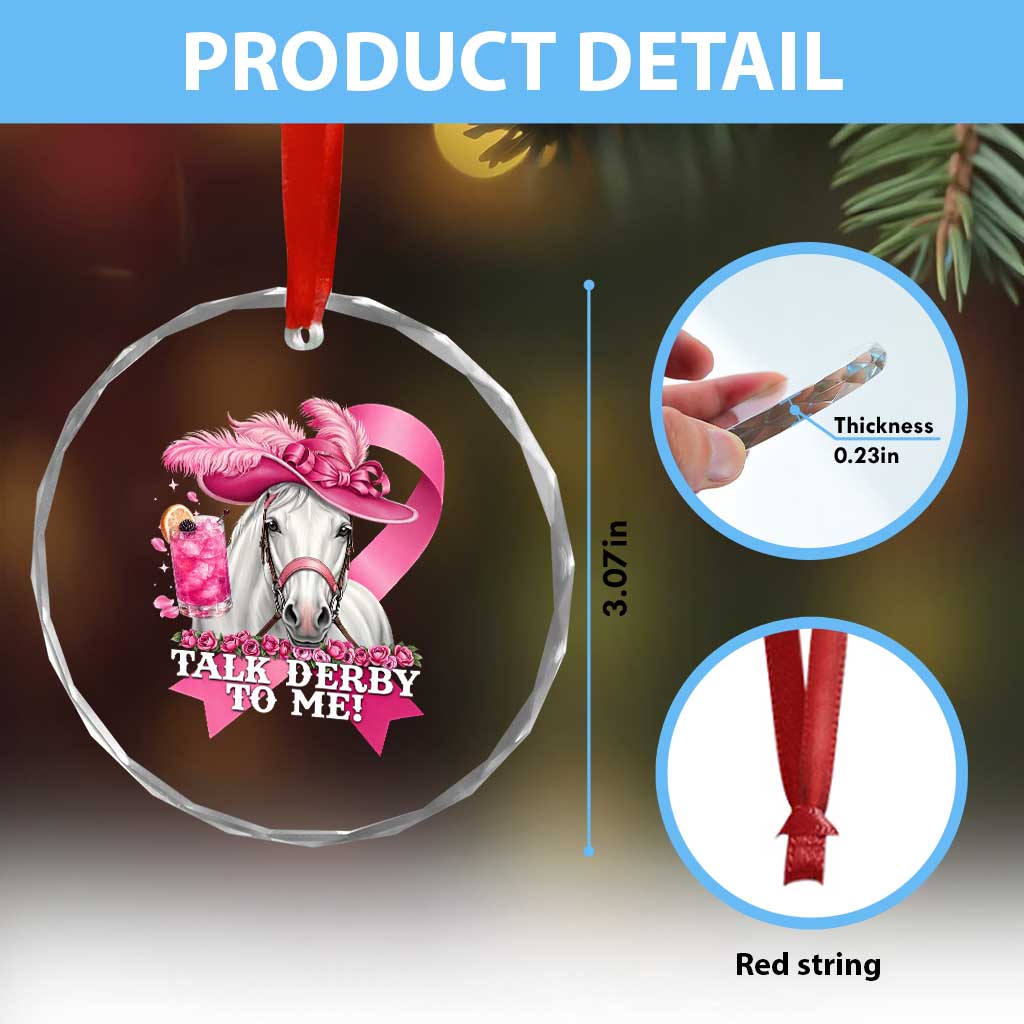 Talk Derby To Me Crystal Glass Ornament Funny Horse Racing Oaks Derby Day Pink Ribbon
