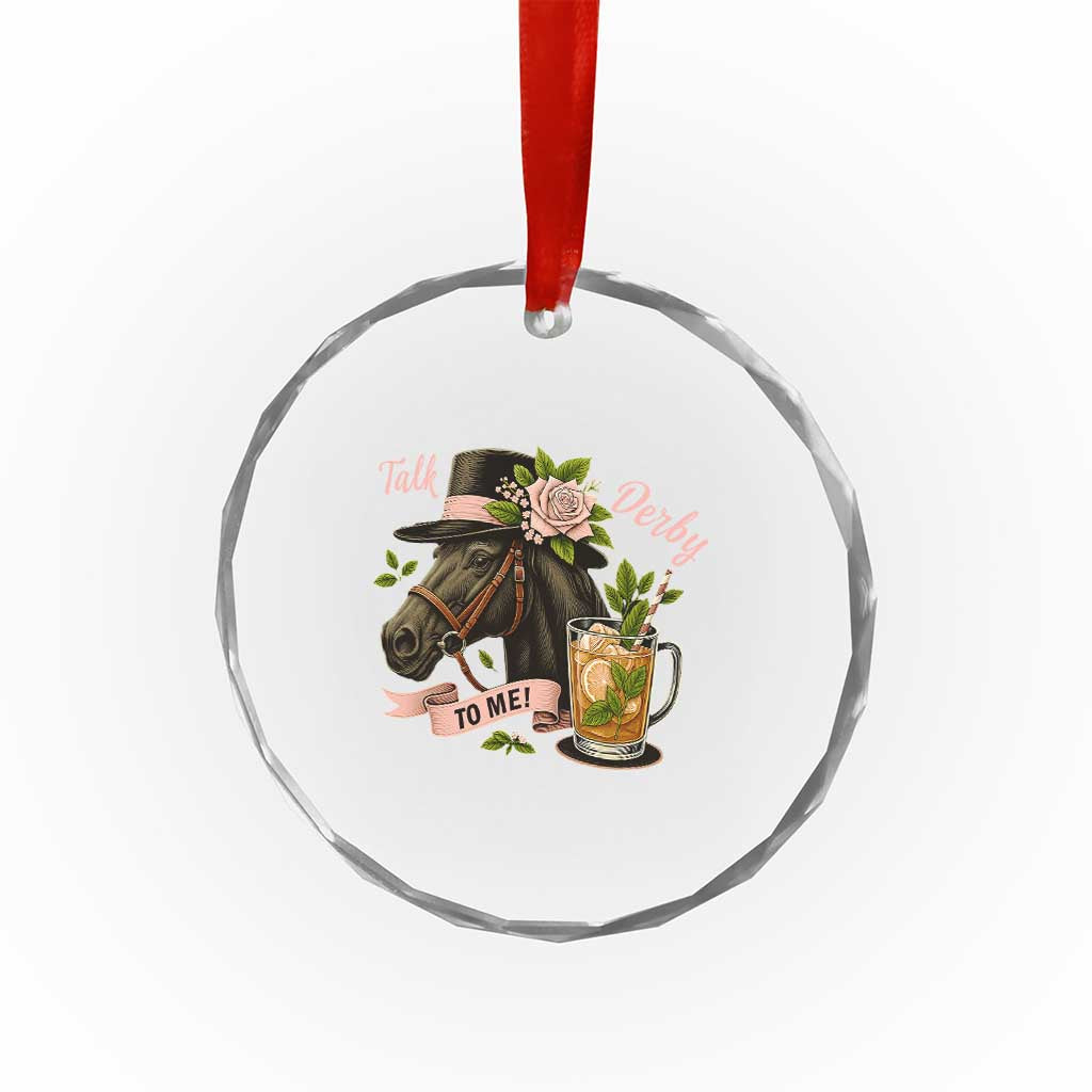 Talk Derby To Me Crystal Glass Ornament Ky Horse Racing Mint Julep and Roses TS02