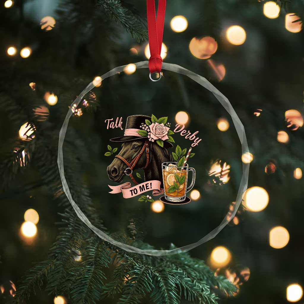 Talk Derby To Me Crystal Glass Ornament Ky Horse Racing Mint Julep and Roses TS02