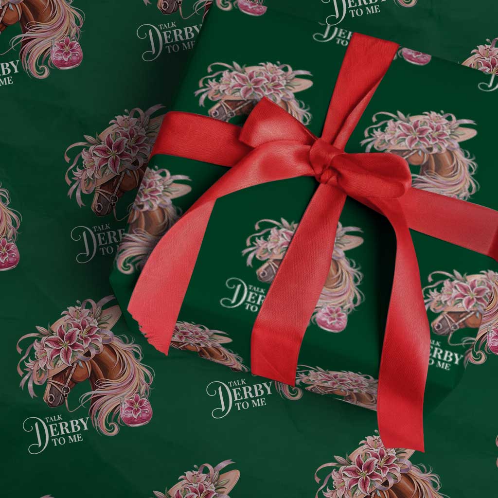 Talk Derby To Me Wrapping Paper Roll Funny Horse Racing Derby Day Stargazer Lilies
