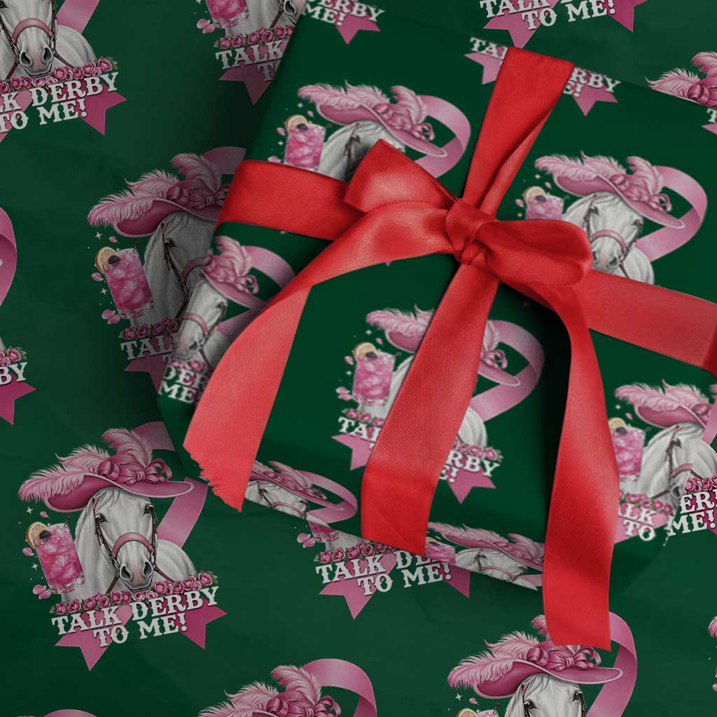 Talk Derby To Me Wrapping Paper Roll Funny Horse Racing Oaks Derby Day Pink Ribbon