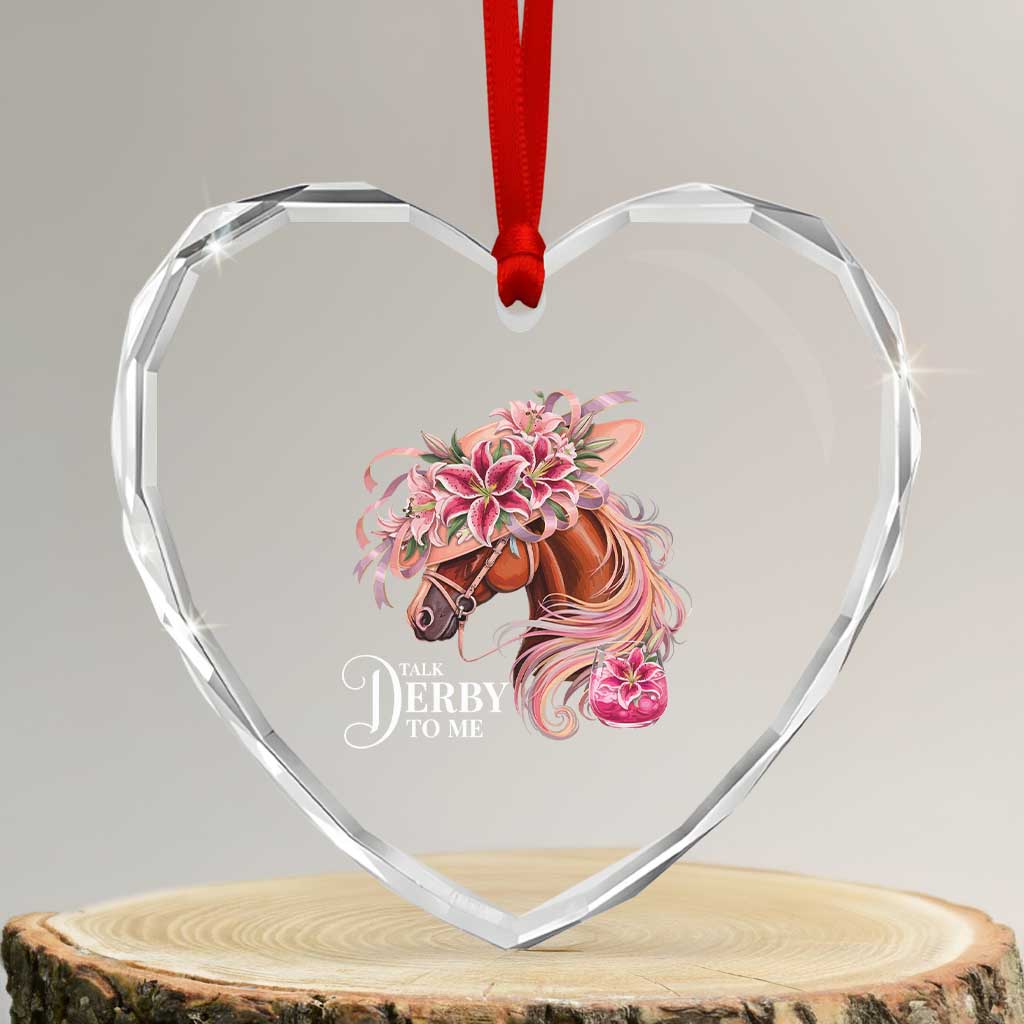 Talk Derby To Me Heart Crystal Glass Ornament Funny Horse Racing Derby Day Stargazer Lilies