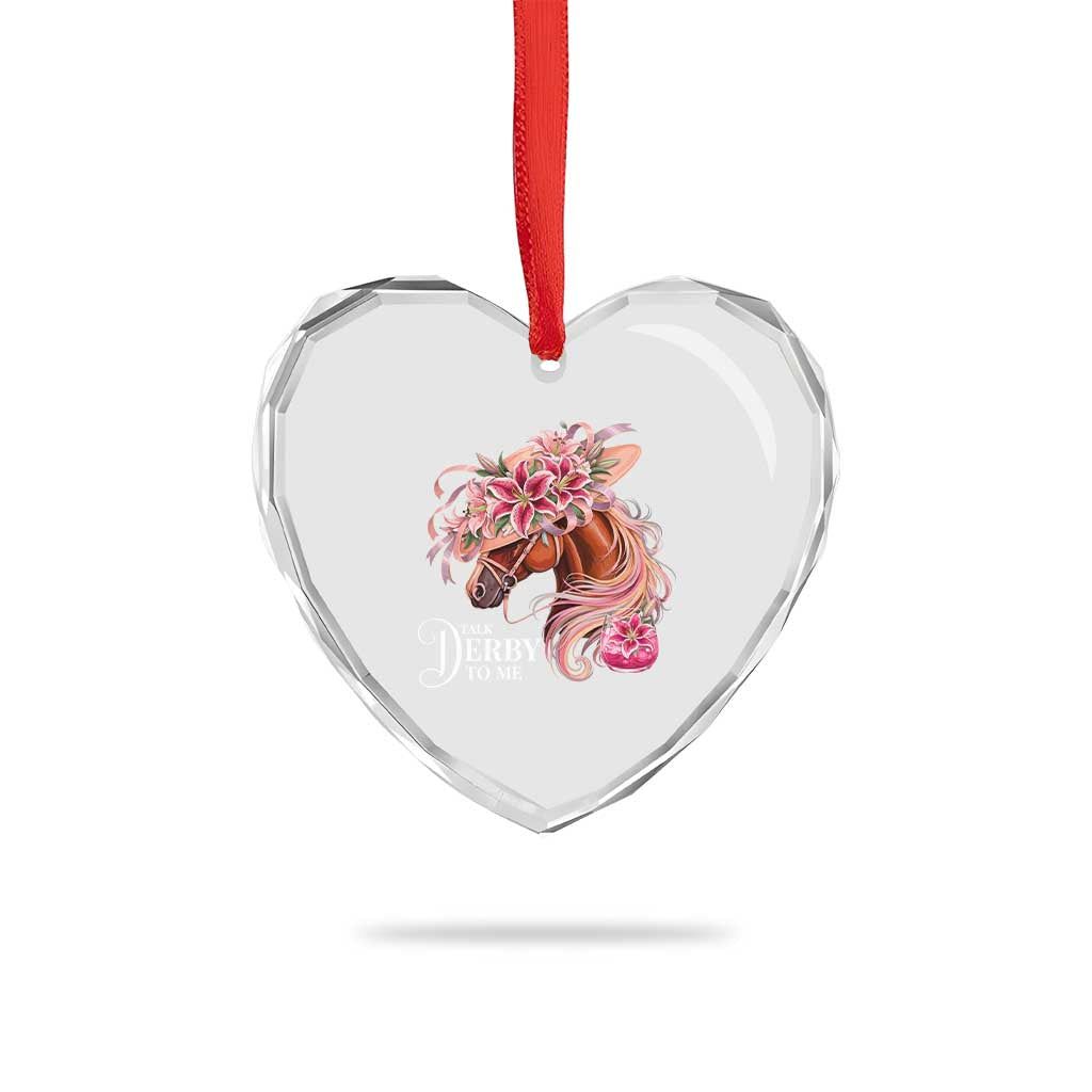 Talk Derby To Me Heart Crystal Glass Ornament Funny Horse Racing Derby Day Stargazer Lilies