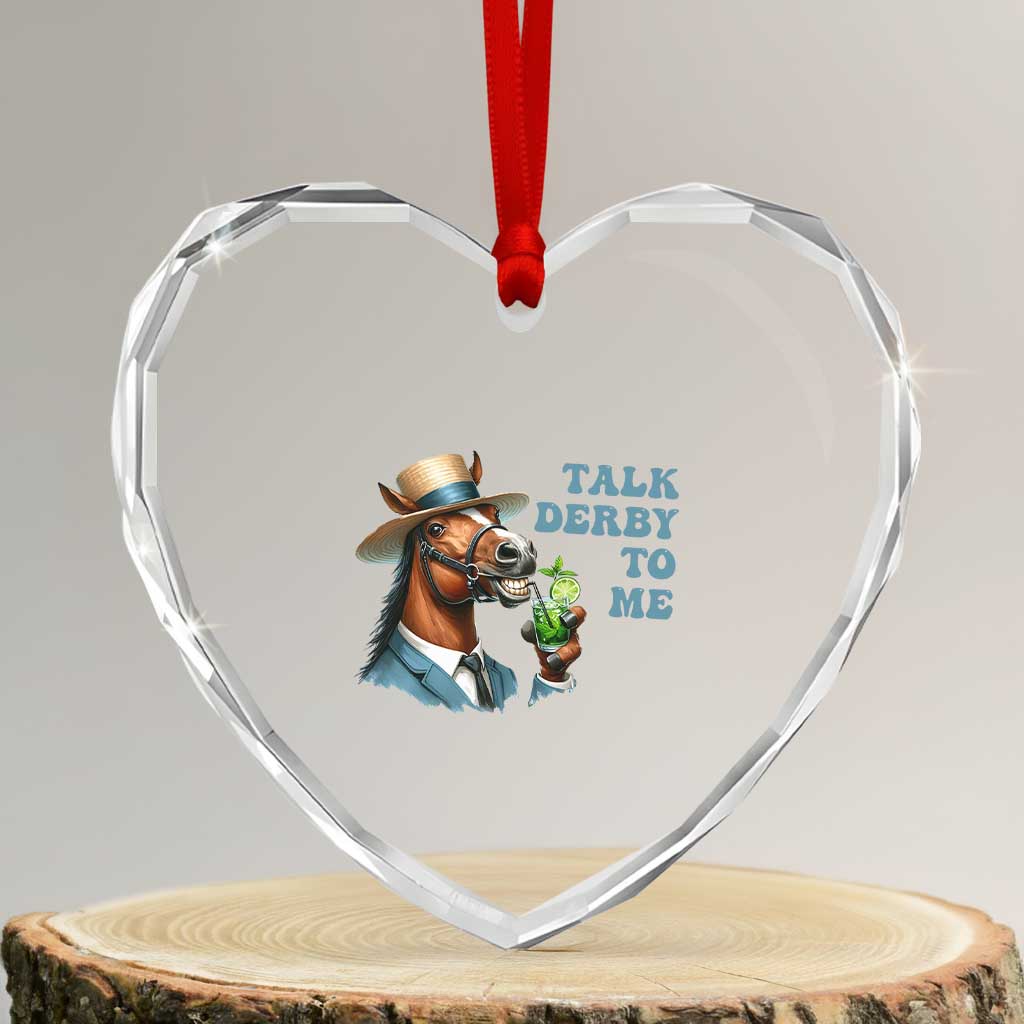 Talk Derby To Me Heart Crystal Glass Ornament Funny Horse Racing KY Racing Day