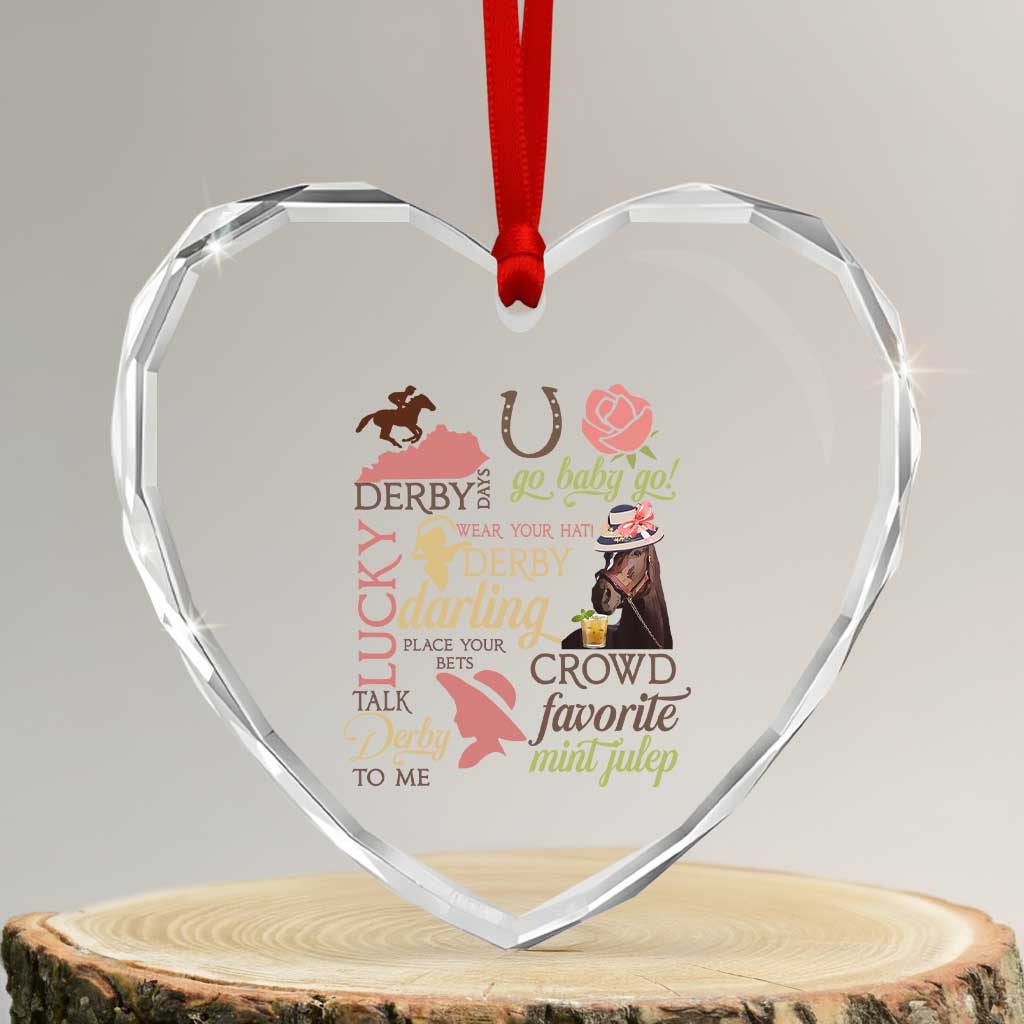 Talk Derby To Me Heart Crystal Glass Ornament Horse Riders Ky Racing Day - Wonder Print Shop