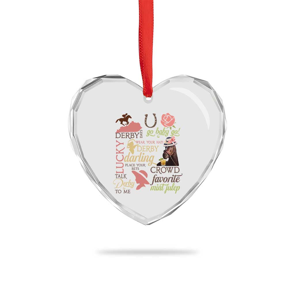 Talk Derby To Me Heart Crystal Glass Ornament Horse Riders Ky Racing Day - Wonder Print Shop