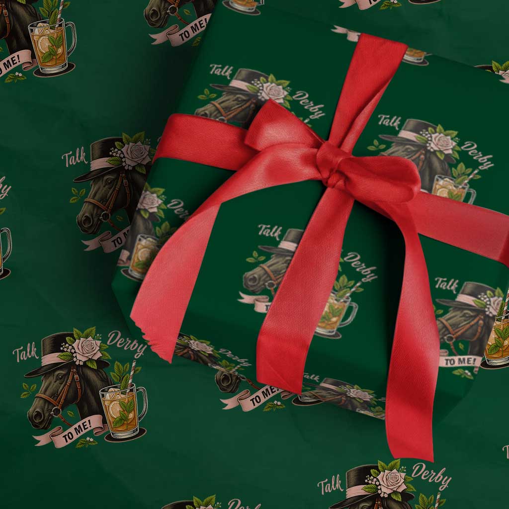 Talk Derby To Me Wrapping Paper Roll Ky Horse Racing Mint Julep and Roses - Wonder Print Shop