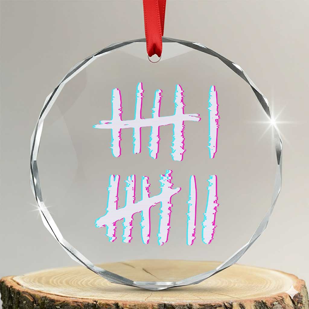 Tally Marks Six Seven Meme Crystal Glass Ornament Glitch Optical Illusion - Wonder Print Shop