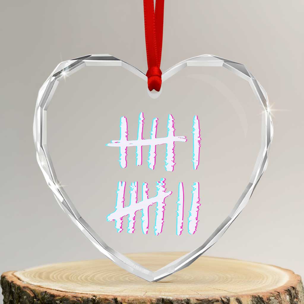 Tally Marks Six Seven Meme Heart Crystal Glass Ornament Glitch Optical Illusion - Wonder Print Shop