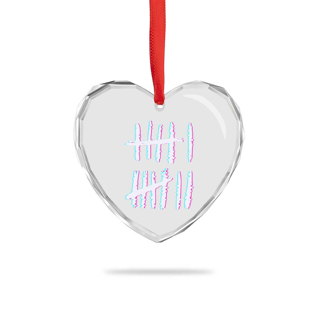 Tally Marks Six Seven Meme Heart Crystal Glass Ornament Glitch Optical Illusion - Wonder Print Shop