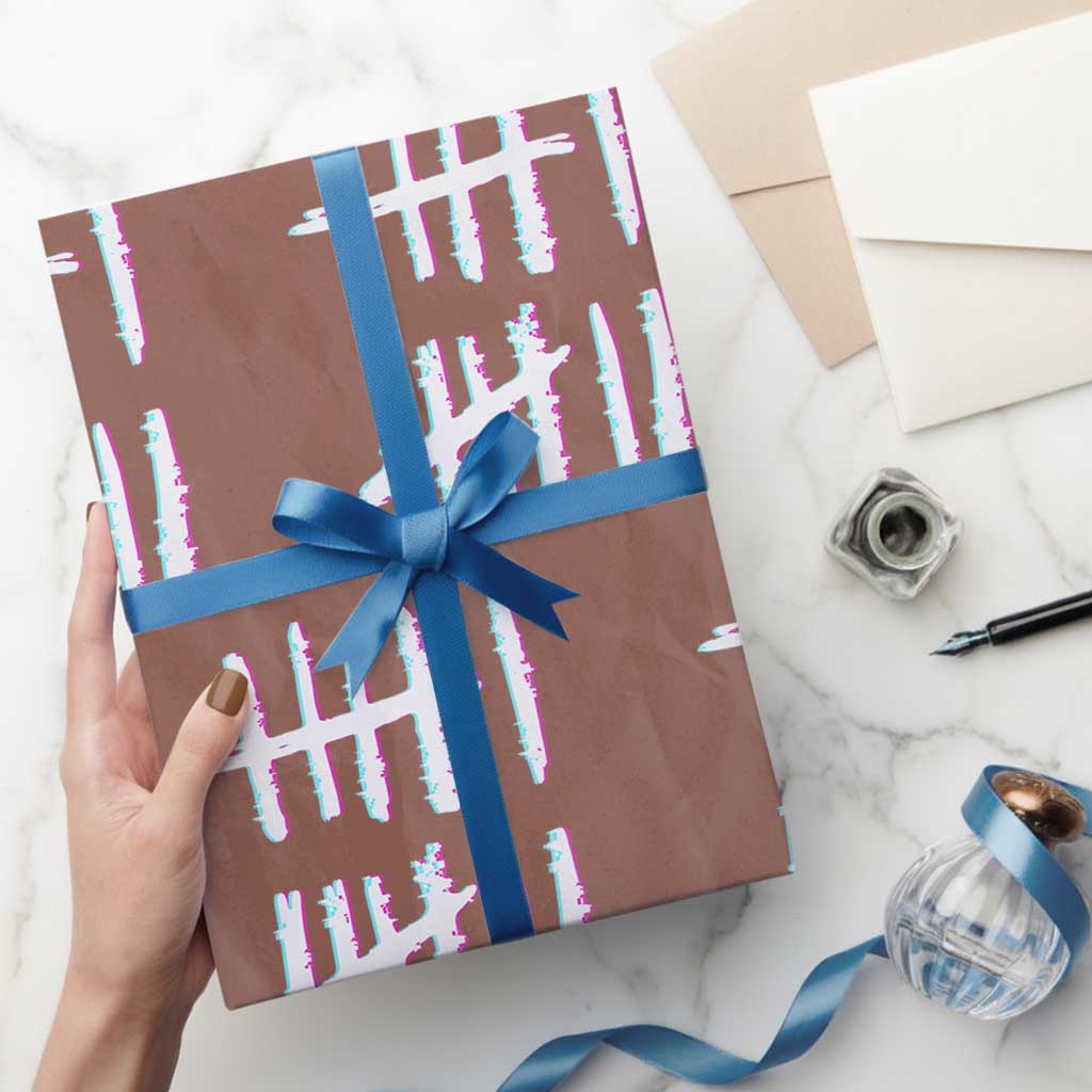 Tally Marks Six Seven Meme Wrapping Paper Roll Glitch Optical Illusion - Wonder Print Shop