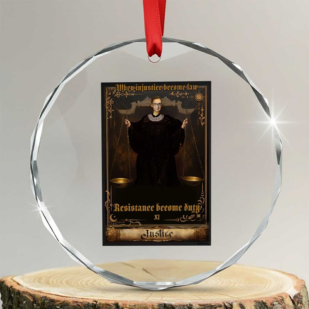 Tarot Card RBG Crystal Glass Ornament When Injustice Becomes Law Resistance Becomes Duty TS10