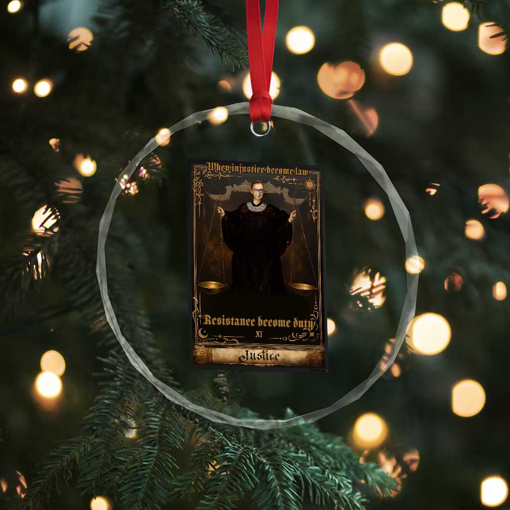 Tarot Card RBG Crystal Glass Ornament When Injustice Becomes Law Resistance Becomes Duty TS10