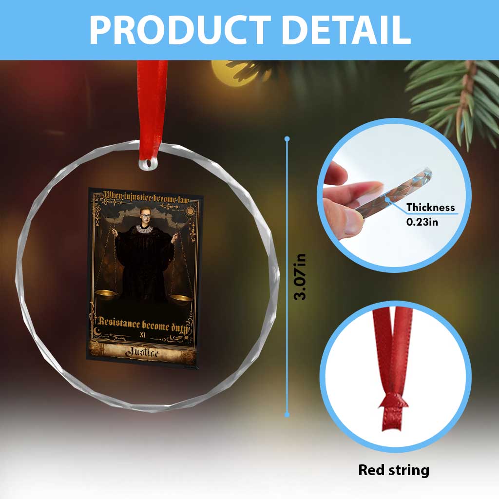 Tarot Card RBG Crystal Glass Ornament When Injustice Becomes Law Resistance Becomes Duty TS10