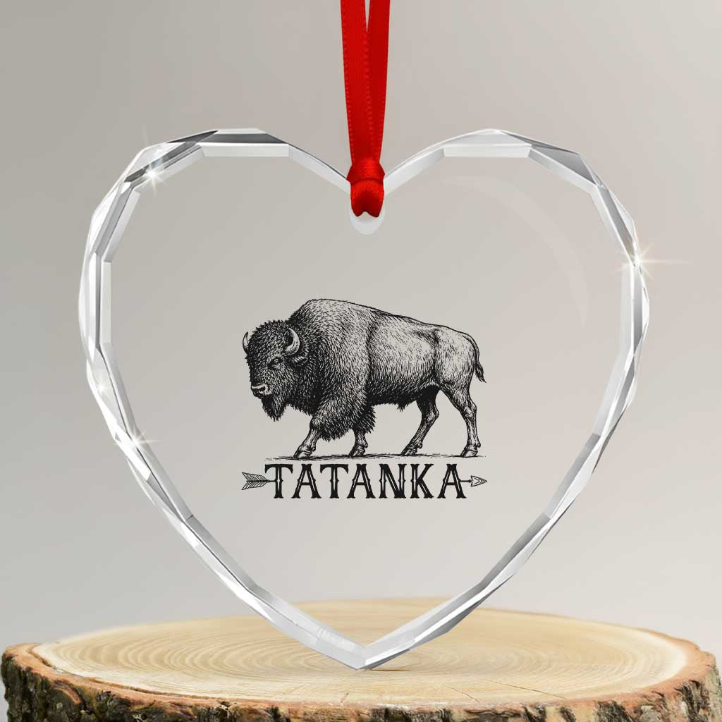 Tatanka Lakota Buffalo Bison Native American West Wildlife Heart Crystal Glass Ornament