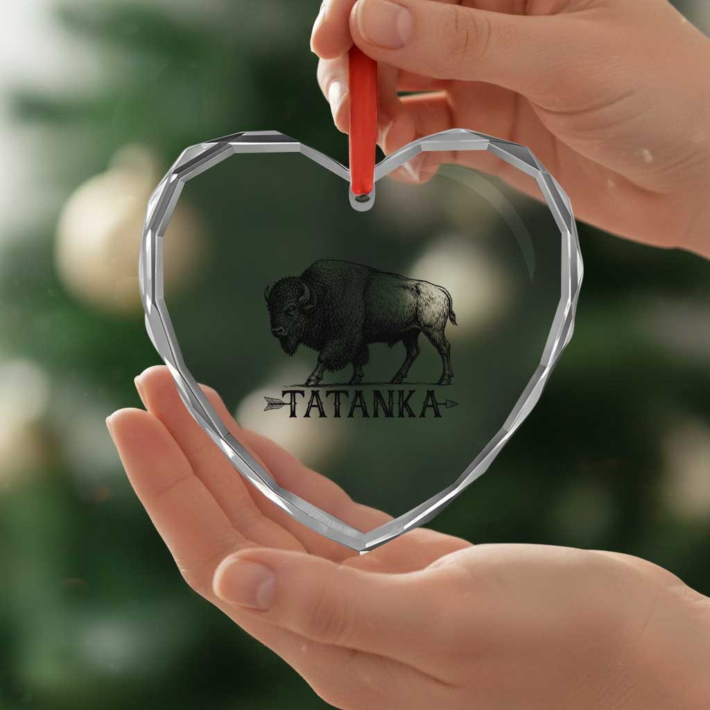 Tatanka Lakota Buffalo Bison Native American West Wildlife Heart Crystal Glass Ornament