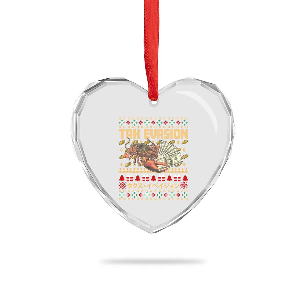 Tax Evasion Lobster Christmas Heart Crystal Glass Ornament Funny Sarcasm Oddly Specific Meme - Wonder Print Shop